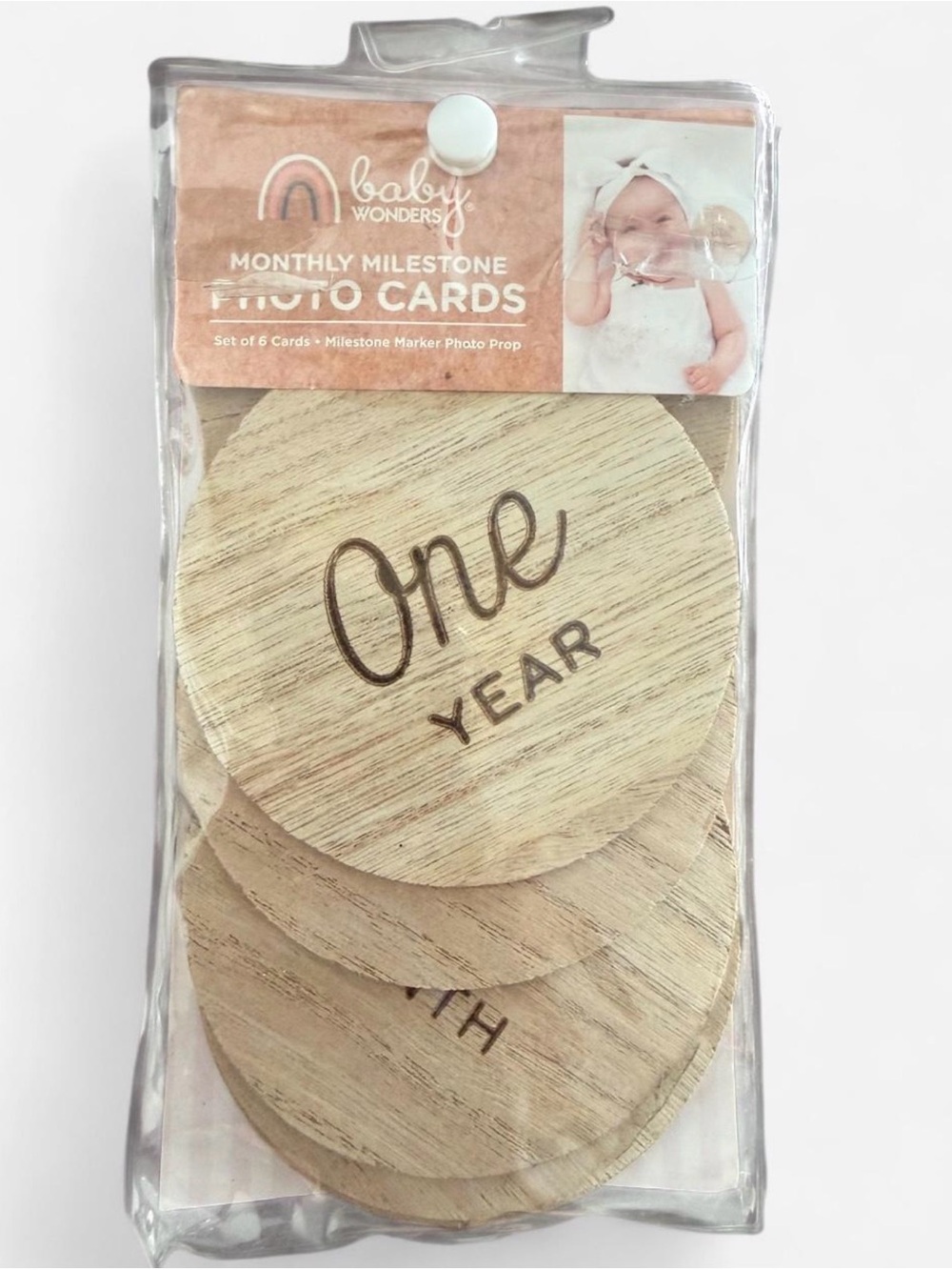 Wooden Monthly Milestone Photo Cards - Natural Wood
